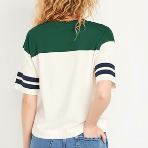 Camiseta de Mujer de Alta Calidad 100% Algodón, Oversize, con Bloques de Color, Estilo Holgado, Streetwear, con Logotipo Personalizado Serigrafiado - Product Image 6