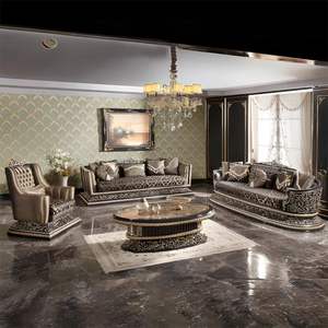 Sofá de Lujo Europeo en Oferta, Estilo Hotel Halekulani, Tapizado con Tallados Dorados, Esponja Duradera, Sofá Seccional en Forma de L para Sala de Estar o Apartamento - Product Image 1