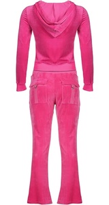 Nuevo Diseño, Conjunto Deportivo de Color Rosa Liso, Top Corto y Pantalones Jogger Ajustados, Traje Deportivo para Correr, Pantalones Acampanados de Terciopelo - Product Image 5