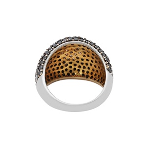 Anillo de Plata de Ley 925 con Espinela Negra Natural y Circonitas Blancas en Forma de Cúpula, Joyería Fina, Memoria Jewels - Product Image 2