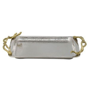Bandeja de Servicio de Lujo de Aluminio Fundido con Diseño de Cuerno de Ciervo, Acabado Plateado Antiguo, para Hoteles y Restaurantes - Product Image 3