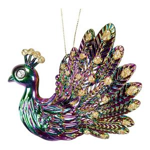 Christmas New Year Decoration Teal Green Blue Champagne Light Gold Pink Gold Glitter Black Irrid Plated Acrylic <b>Peacock</b> <b>Ornament</b> - Product Image 4