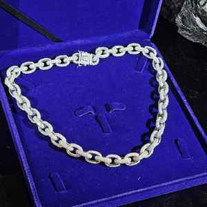 Collier de fiançailles de luxe en moissanite, chaîne à maillons en argent 925 plaqué or 18 carats, unisexe, à porter au quotidien - Product Image 5