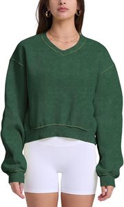 Autumn Cropped Sweatshirts Women's Casual Solid Long Sleeve Hoodies crop top Shirt Hooded Sweatshirt Tops sweatshirts - Product Image 5