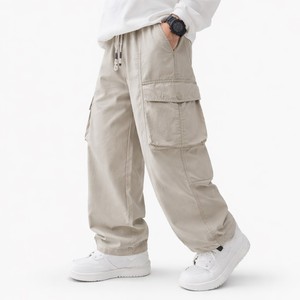 Pantalon en jean respirant pour garçon, léger, couleur unie, taille élastique, style jogger, multi-poches, décontracté, pour l'extérieur, vente en gros - Product Image 3