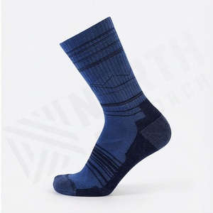 Blue Crew <b>Socks</b> Striped Pattern Breathable Polyester Spandex <b>Running</b> Athletic <b>Socks</b> for Adults Spring Season - Product Image 3