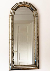 Pair of <b>Large</b> Vintage Venetian Full Length Brass Mirrors – Gold - Product Image 1