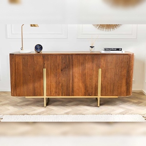 Buffet Vandana Heritage Grain GATSBY 160cm Marron Mat Or Bois de Mangue Moderne Écologique Durable Cuisine Salle à Manger - Product Image 2