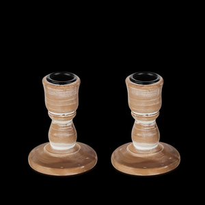 Ensemble de porte-bougies en bois, forme colonne, faits à la main, en bois massif naturel, supports pour bougies coniques, décoration d'intérieur - Product Image 6