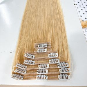 Vietnamese Human Hair <b>Clip</b> In Extensions Color 27 60 Natural Straight and Natural Wave Double Drawn Soft Smooth - Product Image 2
