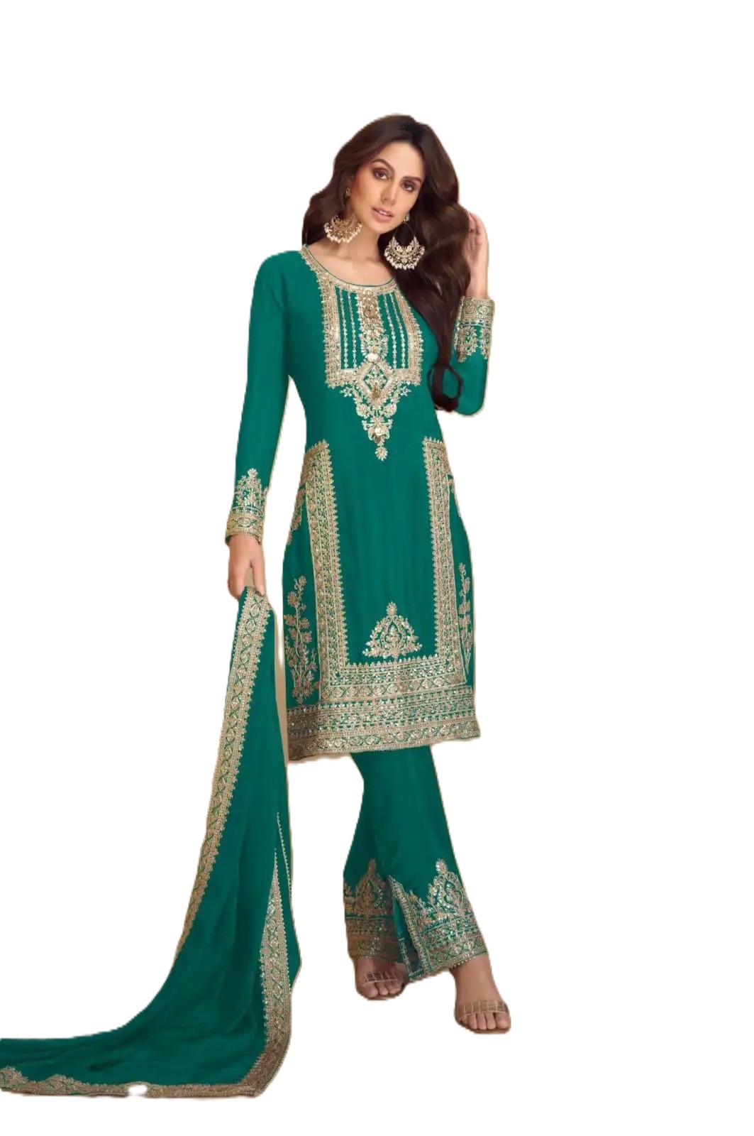 Buy In Bulk Dark Green Dress Pakistani Heavy Embroidery Work | Alibaba.com