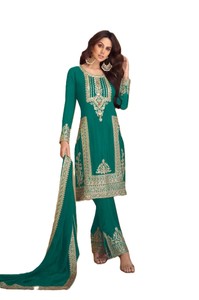 bottle green dress for wedding pakistani Buy Online Designer Bottle Green Chinon Anarkali Gown For Indian Wedding S (36'') main image 0