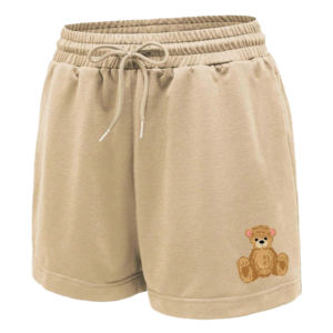 Shorts de sport décontractés pour femmes, taille haute, coupe ample, en coton respirant, avec logo personnalisé, teinture unie ou imprimé - Product Image 2