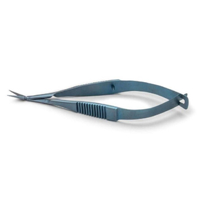 Ciseaux professionnels en acier inoxydable, courbés, de précision, à action multi-ressorts, pour droitiers, avec poignée en acier perforée, gris bleu mat - Product Image 6