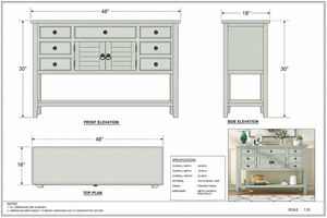 Modern Green Wooden Console Table <b>Sideboard</b> Buffet Cabinet with Drawers and Door Storage Plywood Panel for Entryway Dining Room - Product Image 3