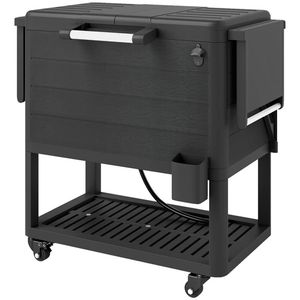 Carrello Frigorifero Nero per Esterni con Ruote per Terrazza e Stoccaggio Refrigerato - Product Image 5