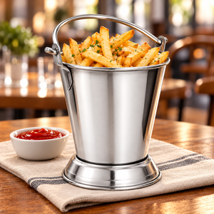 Edelstahl Balti Eimer Servierschale Gehämmerte Trinkschale mit Griff für Restaurant und Küche - Product Image 6