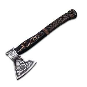 Burraq 20" Custom Handmade Carbon Steel Tomahawk Splitting <b>Axe</b> Rosewood Handle Leather <b>Camping</b> Hunting Outdoor DIY Industrial - Product Image 2