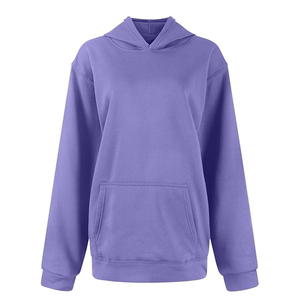 Sudadera con Capucha Extra Grande Unisex, Color Sólido, Felpa, Informal, Morada, para Otoño - Product Image 3