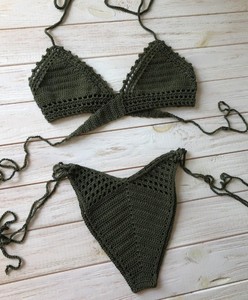 Maillot de bain en tricot, ensemble bikini au crochet, 100% coton - Product Image 1