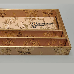 ชุดถาดเสิร์ฟลายเรขาคณิตสีชมพู 3 ชิ้น – ถาดซ้อนตกแต่งทำจาก MDF และกระดาษ สำหรับตกแต่งบ้านและเสิร์ฟอาหารอย่างมีสไตล์ - Product Image 3