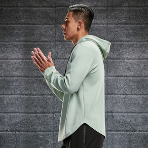 Sweat-shirt à capuche noir clair pour homme, coupe classique, couleur unie, décontracté, en coton tricoté, pour l'automne - Product Image 3