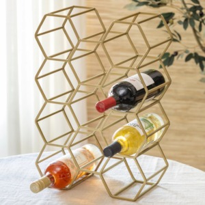 Porte-bouteille à vin en métal moderne, support de présentation élégant et incurvé pour table - Product Image 6