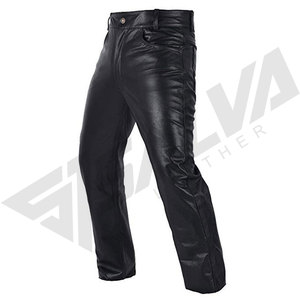 Pantalones de Motociclista de Cuero Negro para Hombre SALVA LEATHER, Cintura Media, Corte Recto, Cierre de Cremallera, Impermeables, Ligeros, para Invierno - Product Image 4