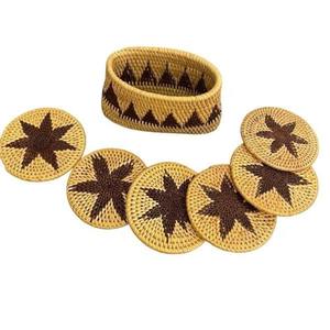 Juego de posavasos de ratán estilo vintage, hechos a mano, para la encimera de la cocina y uso diario, para tazas de café, té y jugo. - Product Image 1