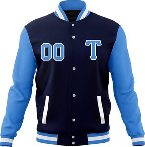Veste universitaire bleu marine pour homme, style preppy, coupe classique, vêtement d'automne, matière polyester et coton - Product Image 1