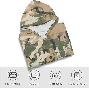 Sudadera con Capucha Camuflada para Hombre, Mezcla de Algodón y Poliéster, Efecto Marmoleado, Capucha con Cordón, Forro Polar, Bolsillos, Estilo Vintage - Product Image 2