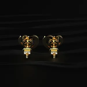 Round Diamond <b>Earrings</b> With Open Heart Shape Premium Stud <b>Earrings</b> 14K Lab Grown Stud Diamond <b>Earrings</b> Screw <b>Back</b> Stud <b>Earrings</b> - Product Image 5