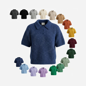 Camiseta Polo de Mohair 100% de Alta Calidad, Manga Corta, Tejido de Punto Suave, Cómoda, Informal, Elegante y Ligera - Product Image 1
