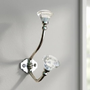 Luxurious Multifunctional Wall Mounted Metal Coat Hooks with <b>Crystal</b> <b>Knobs</b> 2 Hooks Anti Rust Design for Clothing Storage - Product Image 6