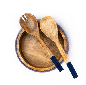 Cuchara de Madera y Resina con Diseño en Tonos Azul Cielo y Blanco, Cuchara para Servir Ensaladas y Postres - Product Image 5