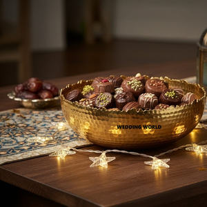 Bol à chocolat décoratif en acier inoxydable avec assiette, forme ronde, bol à bonbons design, bol à chocolat de luxe très vendu - Product Image 2