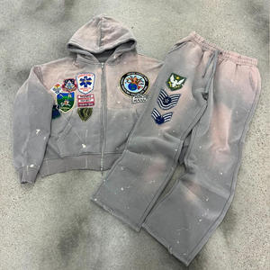 ชุดกีฬาผู้ชายผ้าฟลีซคอตตอนคุณภาพสูง 100% ยอดนิยม พิมพ์ลายตัวอักษร DTG กางเกงขายาวทรงตรง - Product Image 2