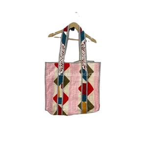 Venta al por mayor 100% algodón Kantha acolchado apliques Cutwork grandes mujeres Boho Hippie bolsos de hombro hechos a mano moda mujer compras - Product Image 1