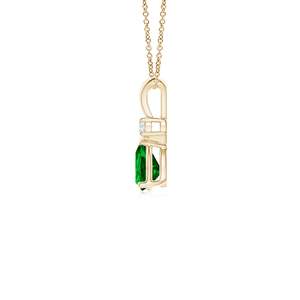 14K <b>Solid</b> <b>Gold</b> Natural Emerald Prong-Set Teardrop V-Bale <b>Pendant</b> With Diamond Fine Jewellery Anniversary Gift For Her 2026 - Product Image 2