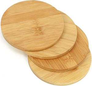 Custom Logo Handmade Modern Design Mandala Wood Coasters Dripping Stone Pads with Round Holder for <b>Table</b> or Gifts - Product Image 2