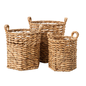 Wholesale Price Water Hyacinth <b>Basket</b>, Hand Woven <b>Storage</b> Hamper With Handle Premium Handcrafted Home Decor From Vietnam - Product Image 3