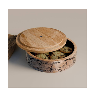 Caja de madera para chapati con tapa impresa, utensilios de cocina, vajilla pintada a mano para uso artesanal, ¡gran oferta! - Product Image 1