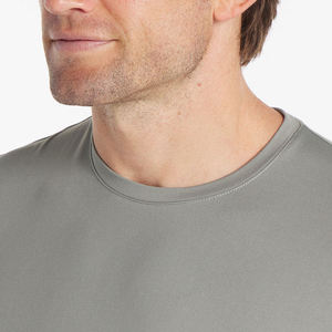 Camiseta de Manga Corta para Hombre, Cuello Redondo, Secado Rápido, Corte Ajustado, Color Gris Sólido, Tejido de Poliéster, Estilo Casual - Product Image 3