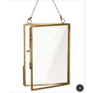 Cadre photo hexagonal vintage doré en verre suspendu, double face, en laiton, pour fleurs pressées et décoration murale - Product Image 3