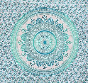 Exclusivo Ombre Green Queen Beach Manta Estilo Hippie indio Impreso Mandala Tapiz Colgante de pared Arte étnico Aubusson - Product Image 3
