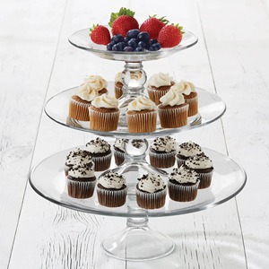 Soporte de vidrio de tres niveles para pasteles con exhibición para cupcakes y frutas, reutilizable, solo lavar a mano. - Product Image 3