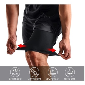 Ropa para Hombre, Ropa Deportiva, Pantalones Cortos Negros para Correr, Gimnasio, Fitness, Jogging, Entrenamiento, Yoga, Ejercicio, Transpirables - Product Image 3