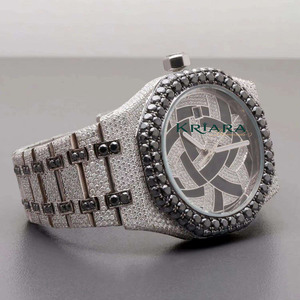 Export Quality Luxury Stainless Steel Silver Analog <b>Watch</b> Round Case Quartz Movement Deployment Clasp Unisex Hip Hop Style - Product Image 3