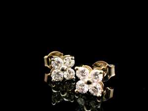Lab Grown Round Cut Diamond Floral Cluster <b>Stud</b> <b>Earrings</b> 14K Solid Gold <b>Fine</b> Jewelry Wedding Party Bridal Gift for Partners - Product Image 2