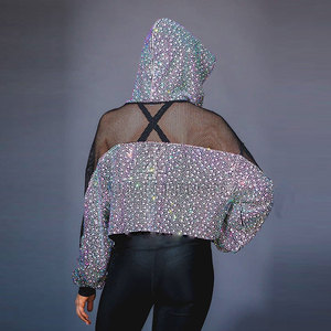 Comfortable Women <b>Rhinestone</b> Backless <b>Hoodie</b> Fleece Lining Women <b>Rhinestone</b> Backless <b>Hoodie</b> Premium Women <b>Rhinestone</b> <b>Hoodie</b> - Product Image 3